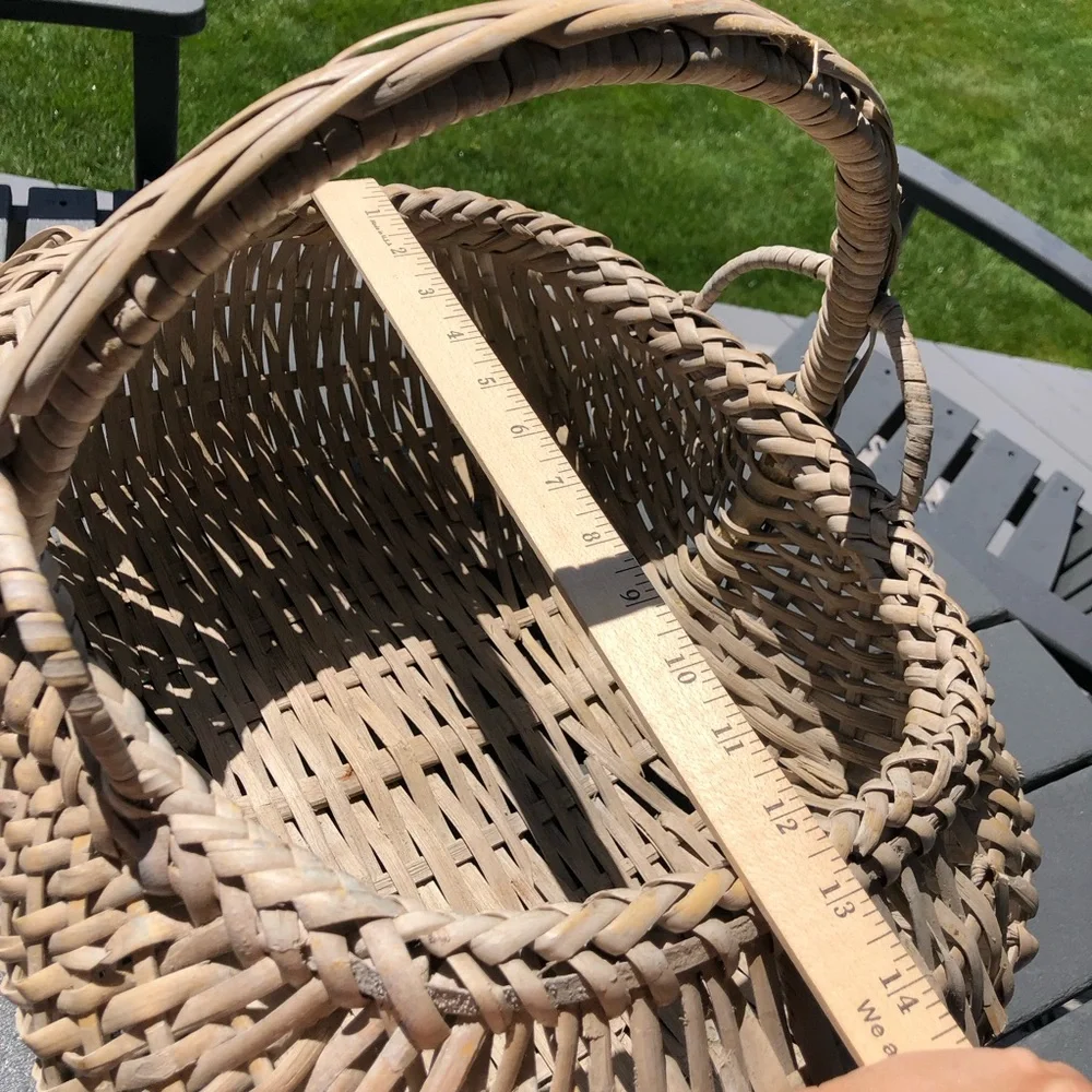 Natural hand Woven Rattan Basket with Handles - Natural